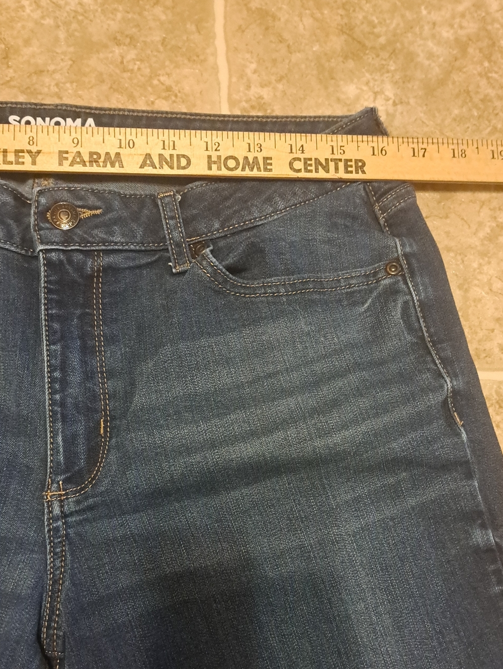 Sonoma Straight-Leg Dark Blue Women's Jeans Size 14R. - Picture 6 of 11